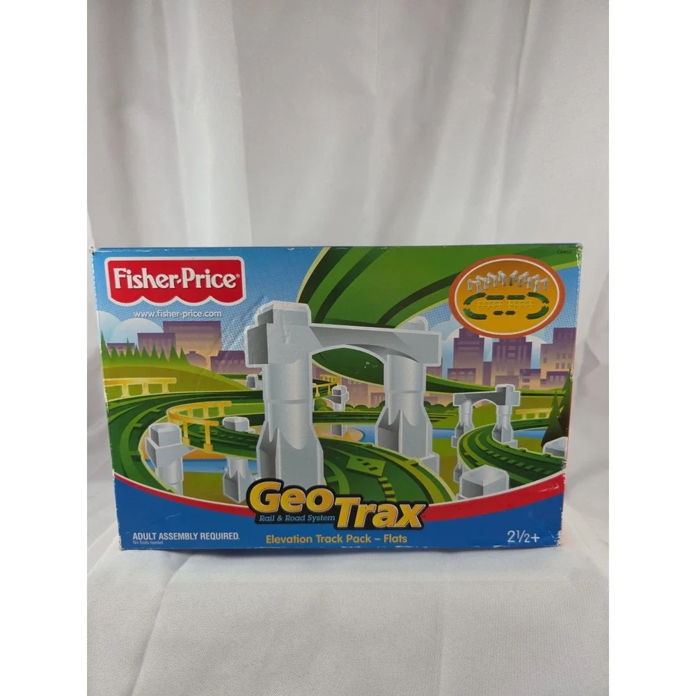 Fisher Price GeoTrax Elevation Track Pack Flats C6450  Mattel Train New In Box